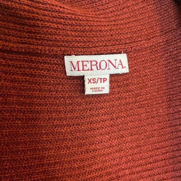Merona Maroon Long Sleeve Open Front Bat Wing Knit Cardigan Sweater Size XS - Picture 3 of 6